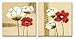 Wieco Art Red and White Flowers Canvas Prints Wall Art Abstract Floral Oil Paintings Style Pictures for Living Room Bedroom Bathroom Home Decorations 2 Piece Modern Stretched and Framed Grace Artwork