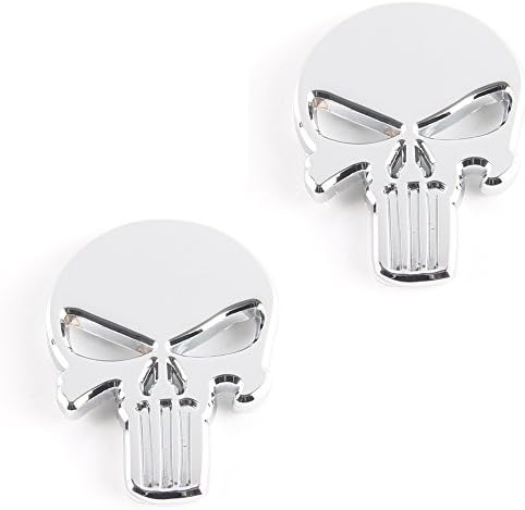 Punisher Skull 3D emblem sticker decal Badge metal Sticker car auto 2.3 x 1.7 inch 2pc set