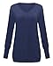 ZANZEA Women's Loose V Neck Long Sleeve Pullover Pocket T-shirt Top Blouse Blue US 10-12/Tag Size L