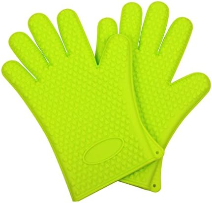 BoJia Silicone Barbecue Gloves Cooking Gloves BBQ Grill Gloves Heat Resistant Oven Gloves Grilling Gloves Versatile for Grilling, BBQ, Kitchen Use Heat Insulation Expert (Green)