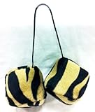 Beige Zebra Fuzzy Dice one pair