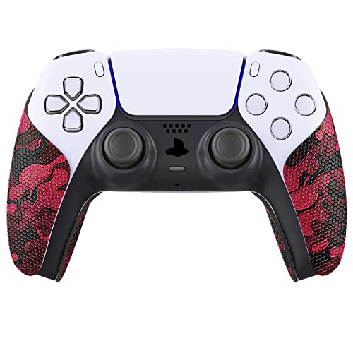 PlayVital Anti-Skid Sweat-Absorbent Controller Grip for ps5 Controller, Professional Textured Soft Rubber Pads Handle Grips for ps5 Controller - Black Red Camouflage