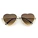 Women Metal Heart Frame Mirror Lens Cupid Heartshape Sunglasses (Gold Frame/Brown Lens, 55)