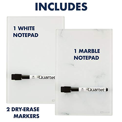 Quartet Glass Desktop Notepad, 9" x 6", Whiteboard, Dry Erase Surface