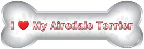 iLeesh i Love My Airedale Terrier Bone Car Magnet, Reflective Chrome