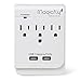 Magicfly Power 3 AC Outlet Socket Wall Mount Surge Protector with Dual USB Charging Port Wall Charger 2.1A (Screw Included)
