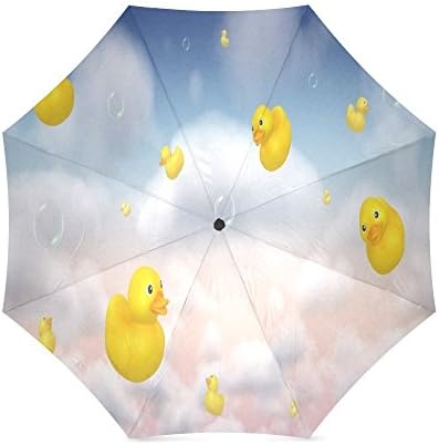 Romatic Valentine's Day Novelty Gifts Presents Cute Rubber Ducks Pattern Folding Windproof outdoor Travel Umbrella for Women