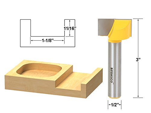 Yonico 14974 Bottom Cleaning Dado Router Bit 1-1/8" W X 5/8" H 1/2" Shank