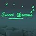 Homics Nursery Wall Decals Luminous Words Sticker at Night - Sweet Dreams - Words Glow in The Dark