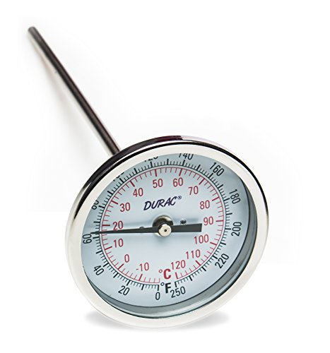 H-B DURAC Bi-Metallic Dial Thermometer; -20 to 120C (0 to 250F), 1/2 in. NPT Threaded Connection, 75mm Dial (B61310-8200)