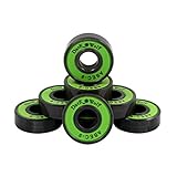 Dark Wolf 1 Set of Skateboard Bearings ABEC 9 Speed Stainless Green 8pcs with 4pcs Spacers