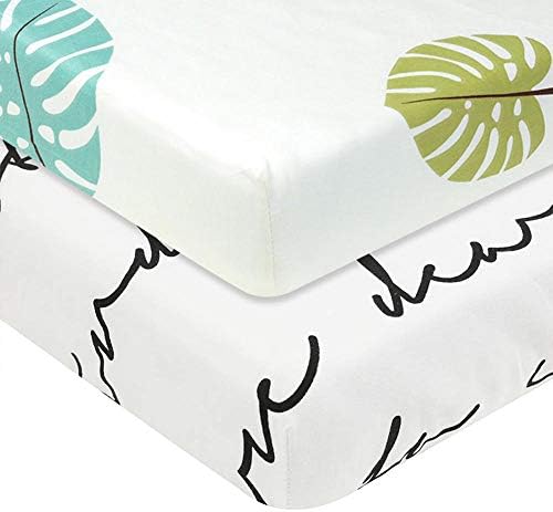 WooyMoo Crib Fitted Sheets,2Pack Super Soft Breathable Crib Cot Sheets Set, 100% Cotton Multi-Color Optional Baby Bedding for Most cot Mattress 70 x 130 x 22cm