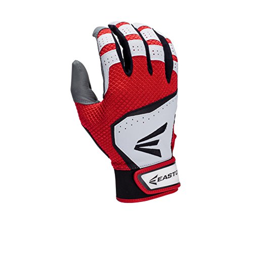 Easton Youth HS VRS Batting Gloves, White/Red, Medium