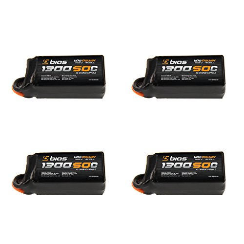 Bias 50C 4S 1300mAh 14.8V LiPo Battery with UNI Plug (EC3/Deans/Traxxas/Tamiya) for RC Car, Truck, Buggy, Boat x4 Packs