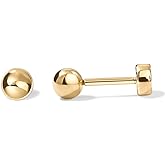 PAVOI 14K Gold Plated Solid 925 Sterling Silver Posts Dainty Ball Stud Flatback Earrings for Women - Cartilage Helix Piercing Jewelry - Small Screwbacks Stud Earrings for Women
