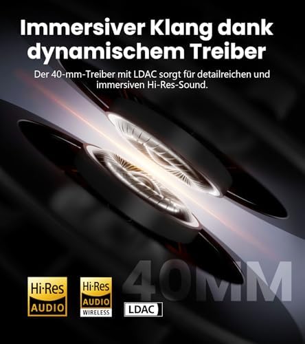 W820NB Plus Gen 2 Faltbarer Bluetooth V6.1 Over-Ear-Kopfhörer mit -49 dB Geräuschunterdrückung, kabellos und kabelgebunden, Hi-Res-Audio, 88 Stunden Spielzeit, räumlicher Klang (Dunkelgrau)