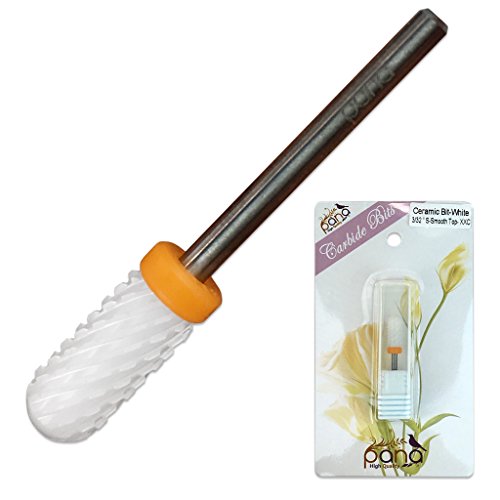 Pana (Grit: XXC - 2X-COARSE) Professional USA Ceramic White Smooth Top Small Barrel Bit Nail Drill 3/32" Shank Size