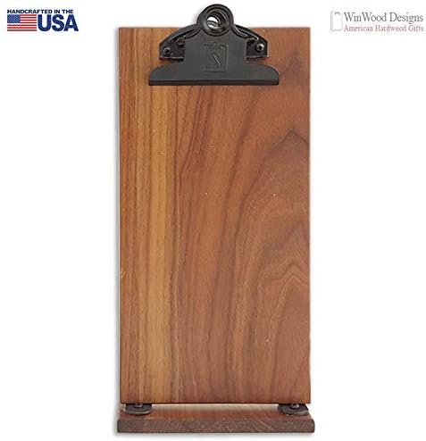 Table Tent Menu Holder Clipboard Double Sided Walnut Wood- Butterfly Clip 4.5" x 9"