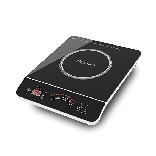 Induction Hob Portable, Single Induction Cooker, Electric Cooktop Hot Plate Ceramic Glass with Sensor Touch LED Display 3 Hours Timer 2000W