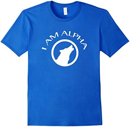 Men's Howling Wolf Shirt I Am Alpha Werewolf Design by Wolfisms XL Royal Blue