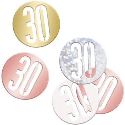 Unique Party 84948 30" Birthday Confetti Cutouts-5 oz., Rose Gold, Age 30 - Image 3