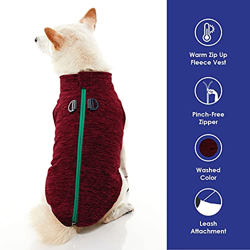 Gooby Zip Up Fleece Dog Sweater Fuchsia Wash, XLarge Warm Pullover Fleece Stepin Dog