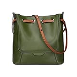 Clearance Sale - S-ZONE Women's Genuine Leather Shoulder Bucket Bag Crossbody Top-handle Purse