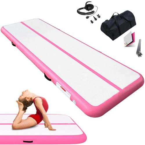 Colchoneta Gimnasia 300 * 100 * 10CM, Tapete Inflable de Gimnasia con Bomba de Aire Eléctrica, para el Hogar o el Gimnasio