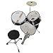 Mendini by Cecilio 13 inch 3-Piece Kids/Junior Drum Set with Throne, Cymbal, Pedal & Drumsticks, Metallic Black, MJDS-1-BK