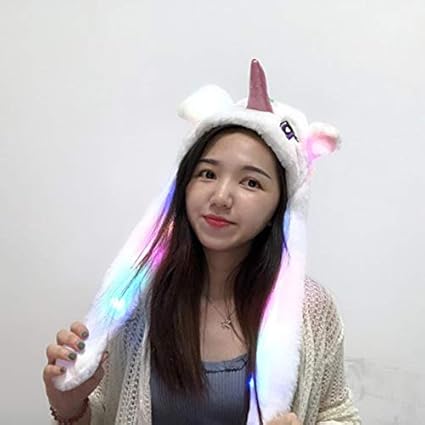Thboxes Summer Cute Funny Girl Women Hat with Moving Ears A2 Unicorn (White) 60cm Luminescent Type