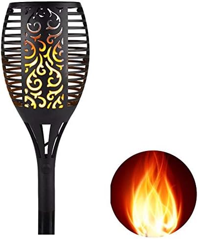 OnMall 96 LED Dancing Flame Torch Landscape Lamp Waterproof Outdoor Flickering Garden Path Light with Solar Panel
