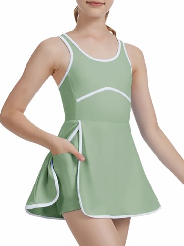 CharmWM Girls Sleeveless Tennis Dress Kids Golf Sport Dresses Outfits at Amazon