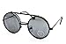 V137-vp Flip up Round Metal Sunglasses (Sdd Black-Dark Lens)
