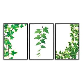 3 Piece Framed Canvas Wall Art for Living Room, Bedroom Green Plants Theme Canvas Prints for Home Decoration Ready to Hang - 16"x24"x3 Panels