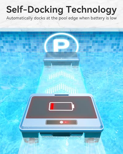 Poofata 2026 Upgraded F1T Solar Powered Robotic Pool Skimmer Surface Cleaner with APP Support Dual Charging Options Smart Obstacle Avoidance 24/7 Continuous Cleaning Ideal for Above Ground Pool Blue