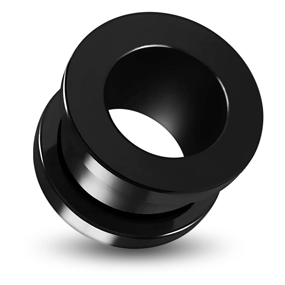 10mm Black Acylic Flesh Tunnel- Externally Threaded Screw Fit Gauge - Ear Stretchers- Acrylic Plugs and Tunnels - Sold by Piece