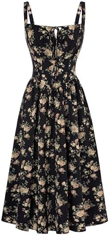 black corset floral swing dress Luna Corset Midi Dress Black Rose Online