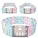 POTBY Foldable Baby Playpen 16 Panel Activity Center Safety Playard with Lock Door,Kid's Fence Indoor Outdoor,Free Installation,Double Layer Clasp and Anti-Slip Base for Children 10 months~6 Years Old