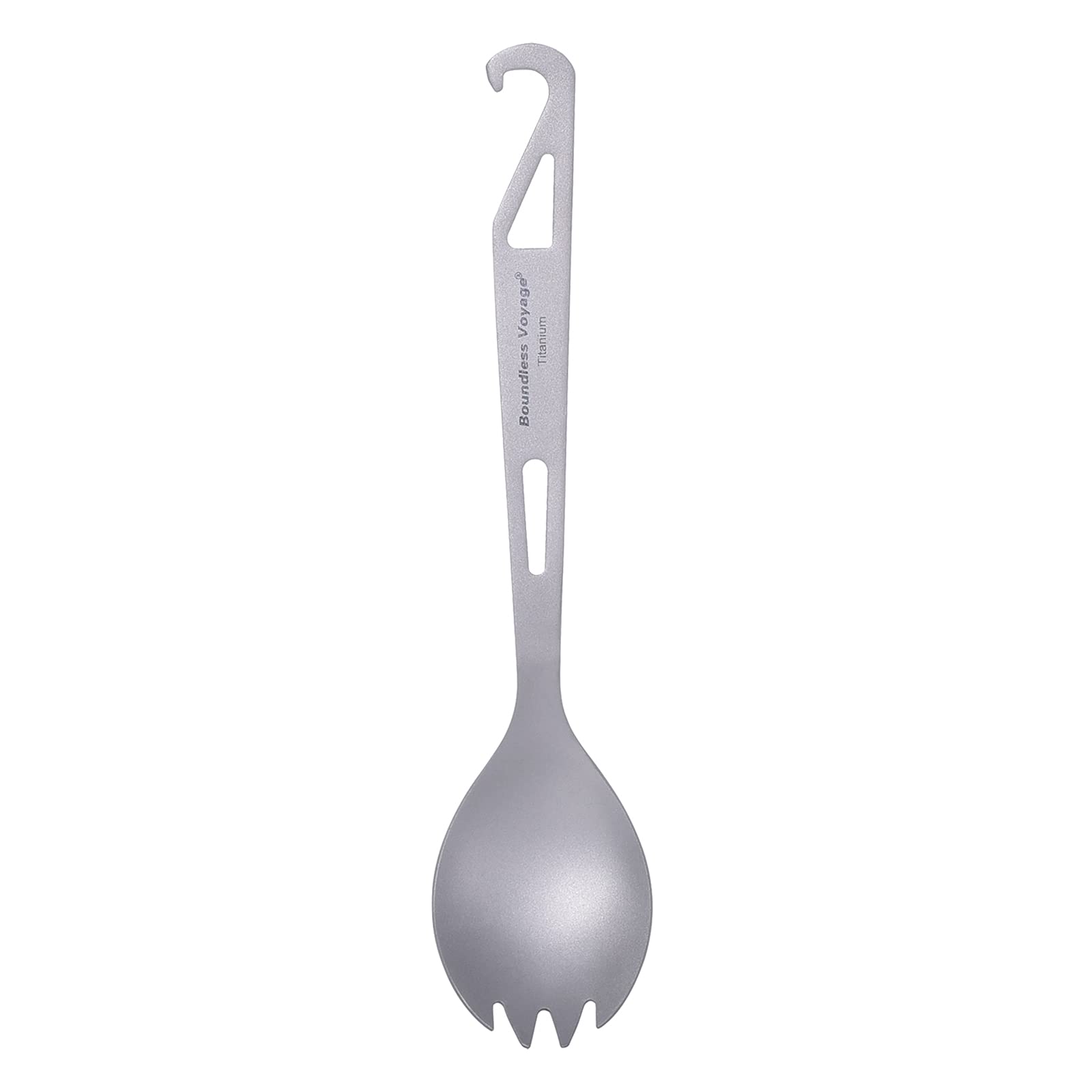 iBasingo 3 in 1 Titanium Dinner Spork with Opener Ultralight Cutlery Travel Backpacking Hiking Camping Portable Tableware Indoor Outdoor Durable Flatware — image 1