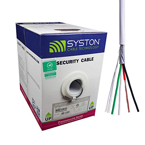 22/4 22 AWG 4 Stranded Pure Copper Conductors Shielded Security Control Alarm Cable, UL/ETL CMP/CL3P White 1000ft Box