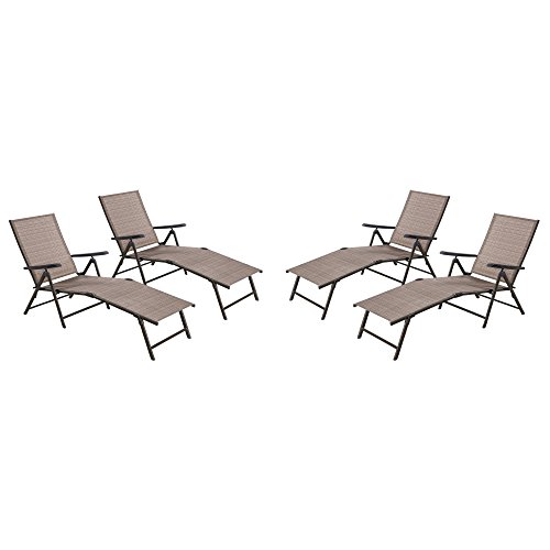Cloud Mountain Adjustable Chaise Lounge Chair Recliner Outdoor Folding Lounge Chair Chaise Loung ...
