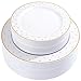 supernal 102pcs Gold Plastic Plates, White Disposable Plates with Gold Point Design, Party Plastic Dinnerware Suit for Wedding-51 Dinner Dishes 10.25
