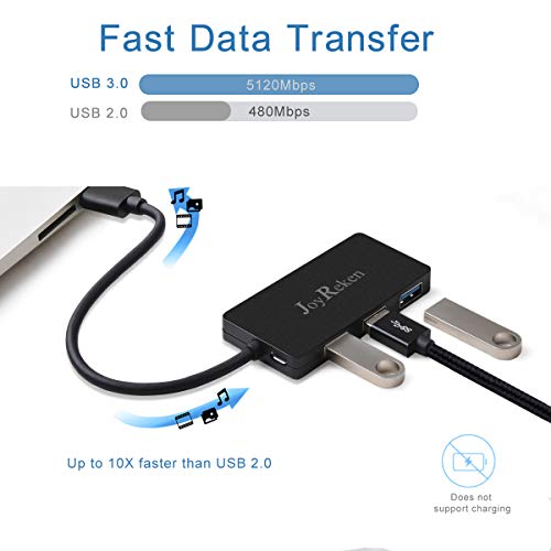 USB 3.0 Hub, JoyReken Ultra Slim 4-Port USB 3.0 Data Hub Portable Super Speed for MacBook, Mac Pro/Mini, iMac, XPS, Surface Pro, Notebook, PC, USB Flash Drives, Mobile HDD, and More[Upgraded] - Thumbnail 2