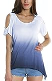 Urban CoCo Women's Cold Shoulder Off Shirt Gradient Color Tunic Top