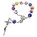 TALISMAN4U Catholic One Decade Auto Rosary 8mm Round Colorful Polymer Beads Virgin Mary Centerpiece Jesus Cross Crucifix