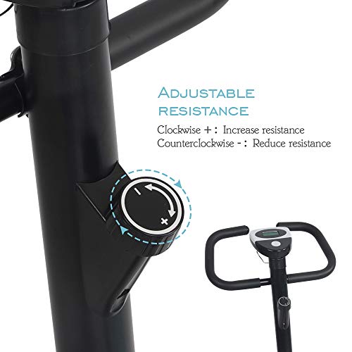 Apelila Exercise Bike Stationary Bike,Cardio Trainer Spinning Bicycle Indoor Cycling Bike (Black+WH)