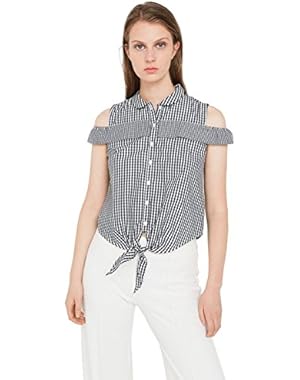 Mango Women's Knotted-Hem Cotton Top