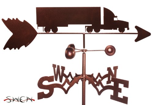 SWEN Products SEMI Van Truck Weathervane (Garden Stake Included)