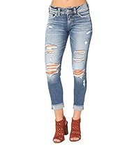 Silver Jeans Women's Suki Perfectly Curvy-Fit Mid-Rise Skinny Crop Jean, Indigo, 27