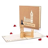 HOMEWINS 3D Pop Up Greeting Card Handmade Congratulations Gift Card Good Luck Famous Building Greeting Card for Thanksgiving, Christmas, Birthday, Anniversary for Boys （Big Ben）